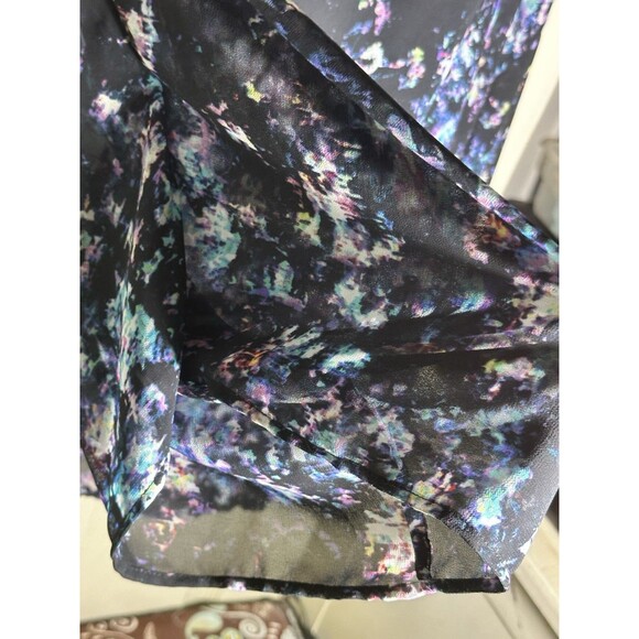 Carmen Marc Valvo Top Dolman Sleeves Sheer Multicolored Print Sz L - Picture 4 of 9